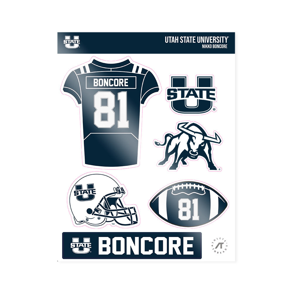 Utah State - NCAA Football : Nikko Boncore - Sticker Sheet-0