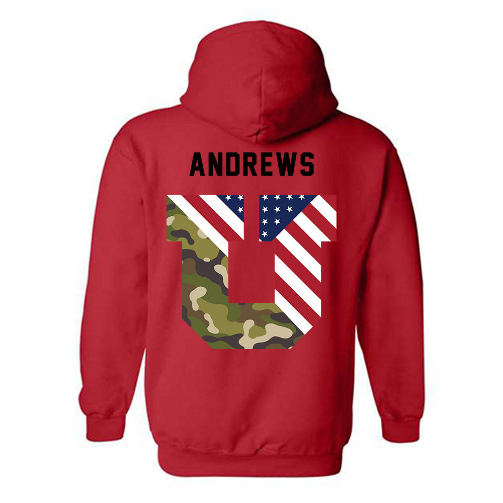 Utah - NCAA Football : Hunter Andrews - Veterans Day v3 Hooded Sweatshirt-2