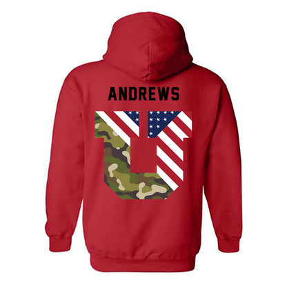 Utah - NCAA Football : Hunter Andrews - Veterans Day v3 Hooded Sweatshirt-2