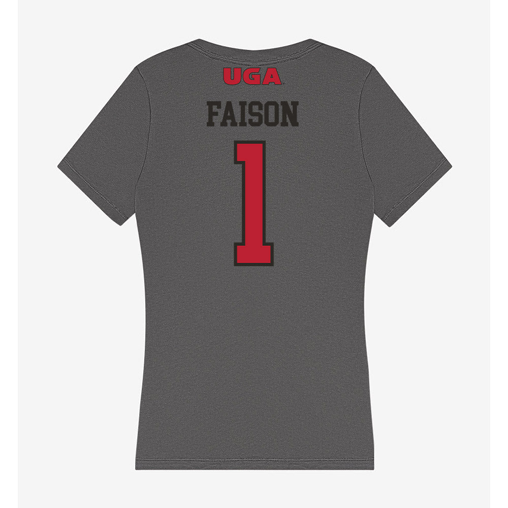 Georgia - NCAA Women's Basketball : Jocelyn Faison - Women's V-Neck T-Shirt-1