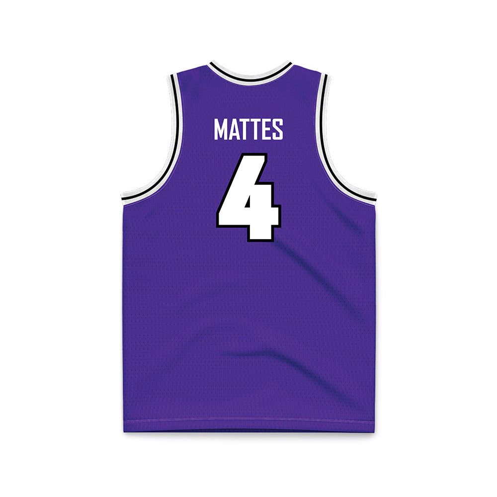 Sioux Falls - NCAA Men's Basketball : Alexander Mattes - Purple Basketball Jersey-1