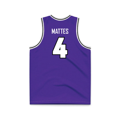 Sioux Falls - NCAA Men's Basketball : Alexander Mattes - Purple Basketball Jersey-1