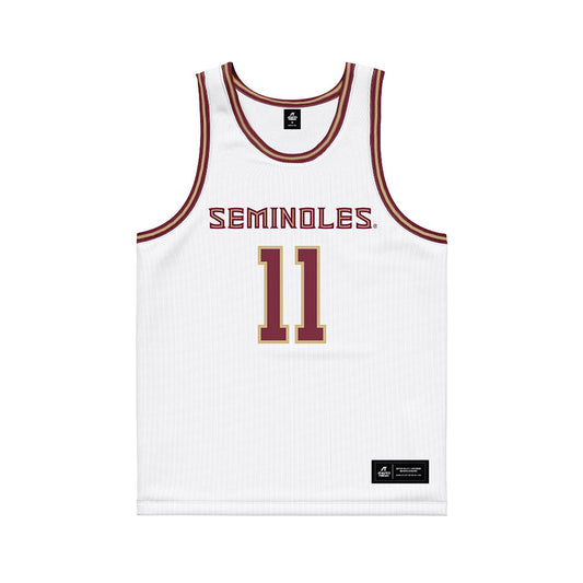 FSU - NCAA Men's Basketball : Marcis Ponder - White Basketball Jersey-0