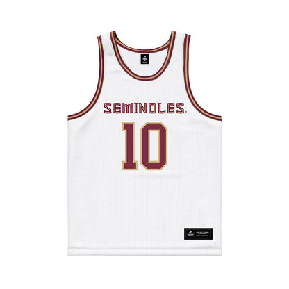 FSU - NCAA Women's Basketball : Jasmine Nivar - White Basketball Jersey-0