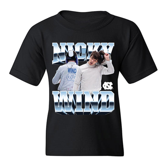 UNC - NCAA Men's Fencing : Nicky Wind - Player Collage Youth T-Shirt-0