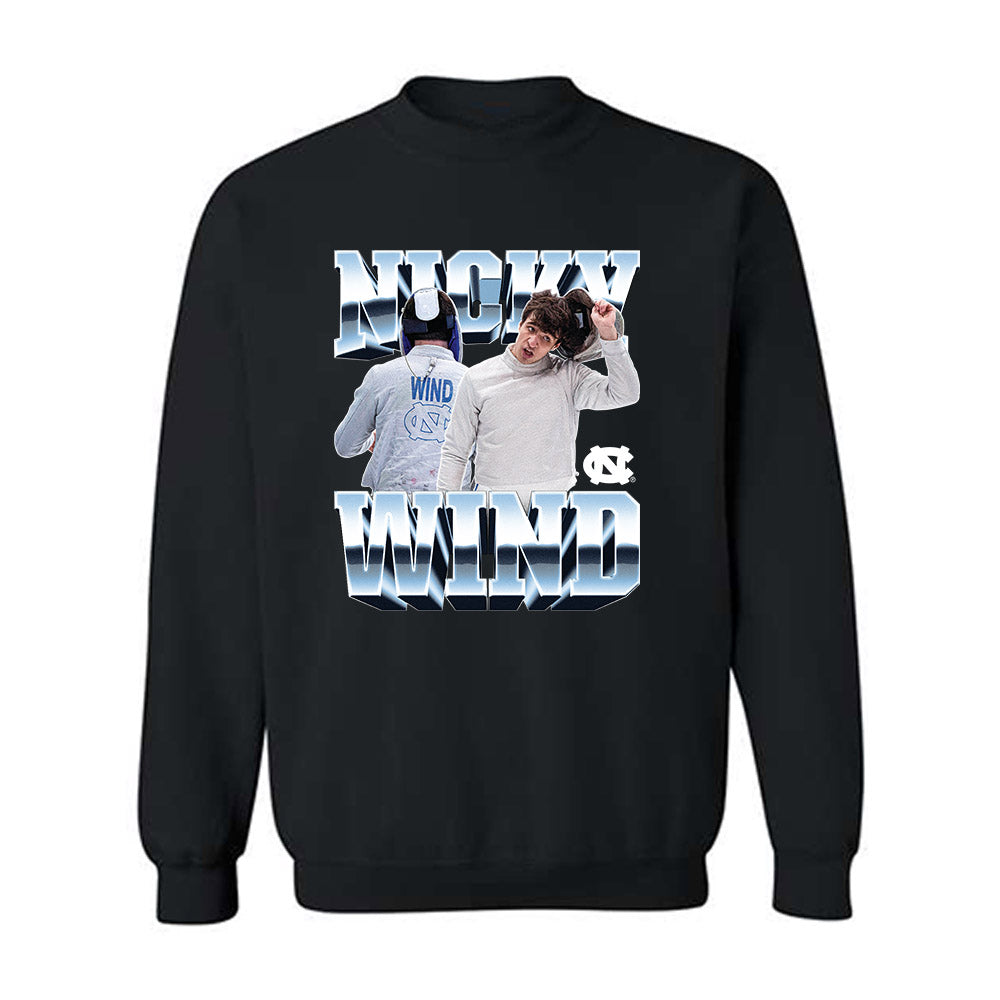 UNC - NCAA Men's Fencing : Nicky Wind - Player Collage Crewneck Sweatshirt-0