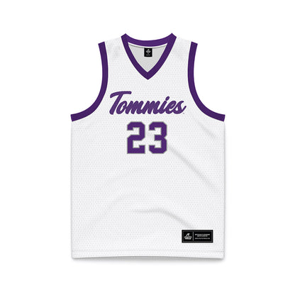 UST - NCAA Women's Basketball : Morgan Staloch - White Basketball Jersey-0
