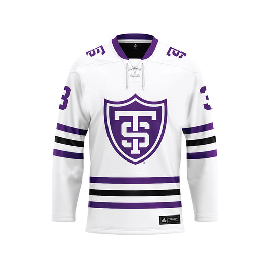 UST - NCAA Men's Ice Hockey : Lucas Wahlin - White Hockey Jersey-0