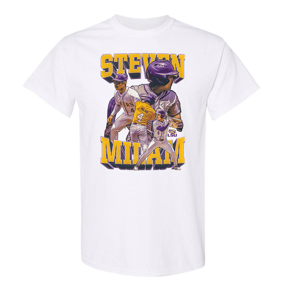 LSU - NCAA Baseball : Steven Milam - Player Collage T-Shirt-0