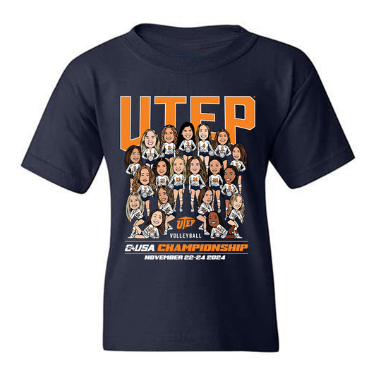 UTEP - NCAA Women's Volleyball : - Team Caricature Youth T-Shirt-0