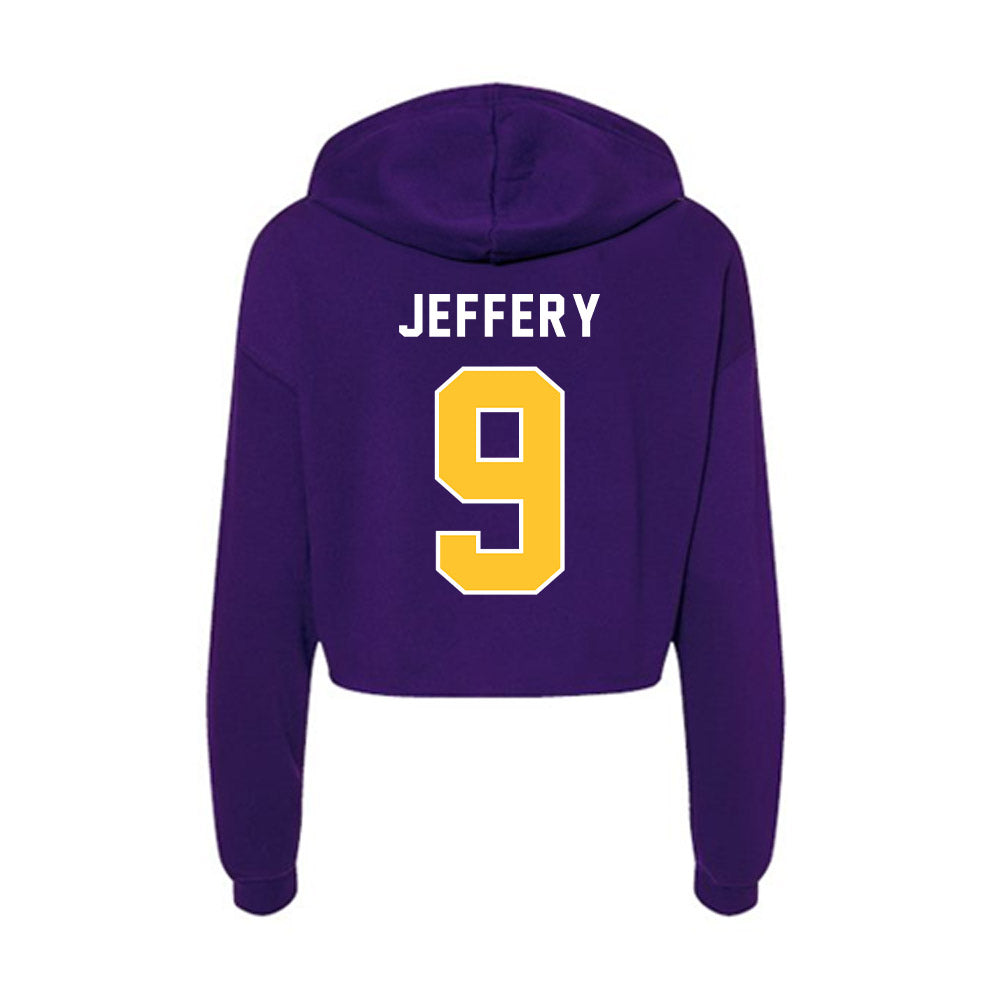 LSU - NCAA Women's Volleyball : Camryn Jeffery - Women's Crop Fleece Hooded Sweatshirt-1