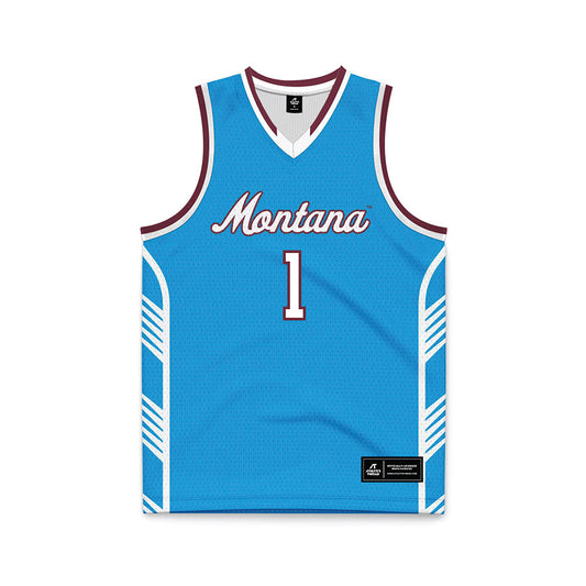 Montana - NCAA Men's Basketball : Trae Taylor - Blue Basketball Jersey-0
