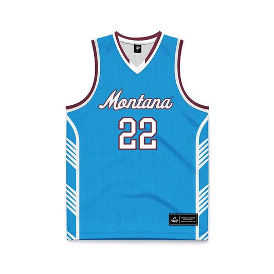 Montana - NCAA Men's Basketball : Luke Moxon - Blue Basketball Jersey-0