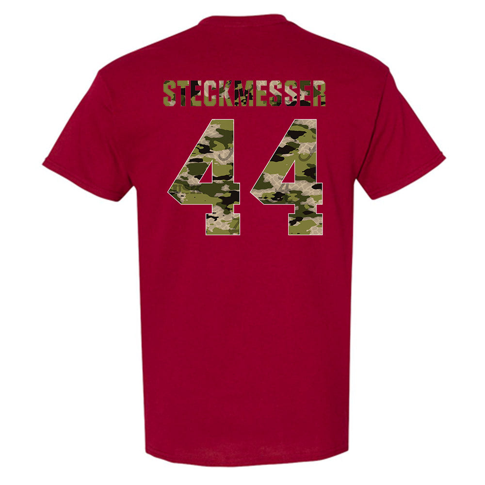 Alabama - NCAA Baseball : Evan Steckmesser - Tusk Camo Script A T-Shirt-1