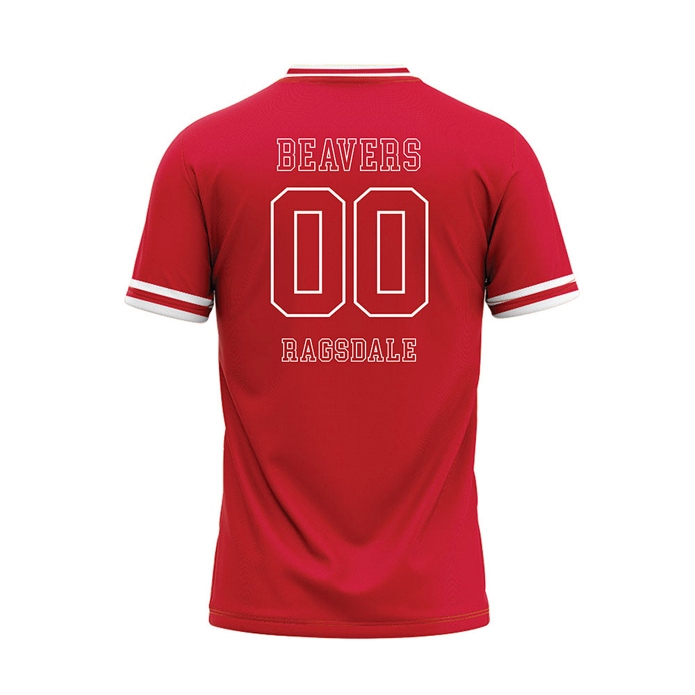 Minot State - NCAA Baseball : Austin Ragsdale - Red Baseball Jersey-1