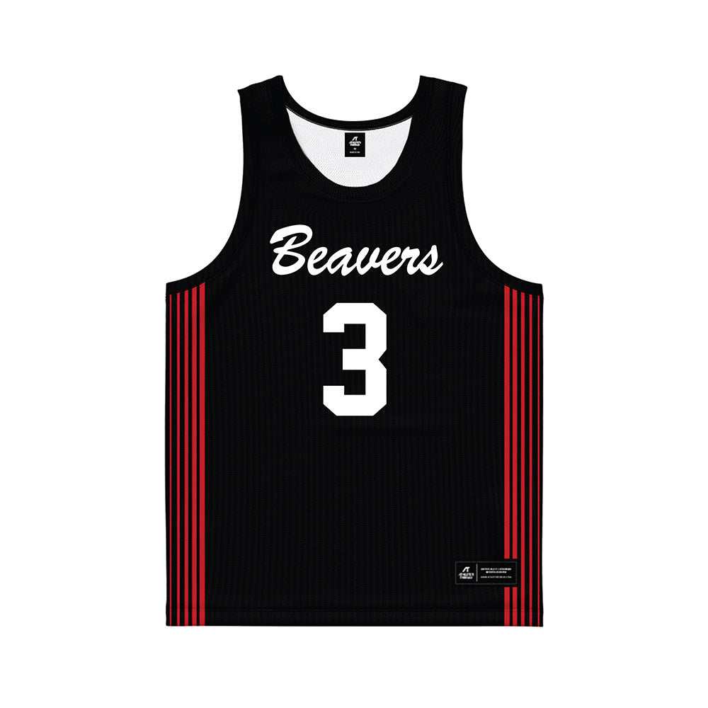 Minot State - NCAA Women's Basketball : Jessica Mogen - Black Basketball Jersey-0