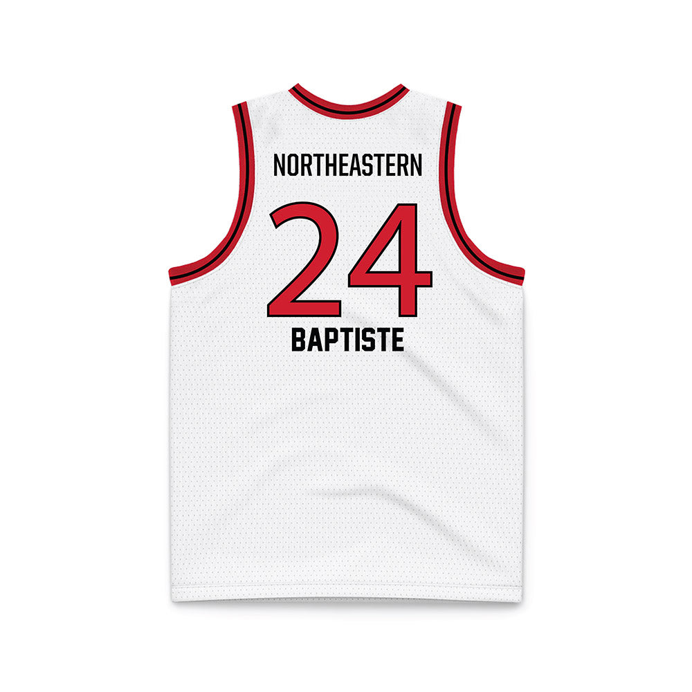 Northeastern - NCAA Men's Basketball : Sage Baptiste - White Basketball Jersey-1