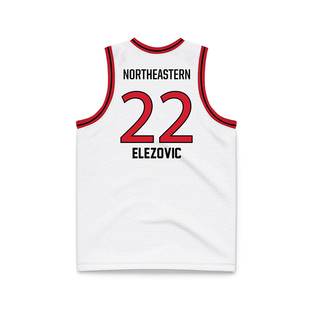 Northeastern - NCAA Men's Basketball : Haris Elezovic - White Basketball Jersey-1