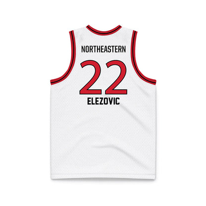 Northeastern - NCAA Men's Basketball : Haris Elezovic - White Basketball Jersey-1