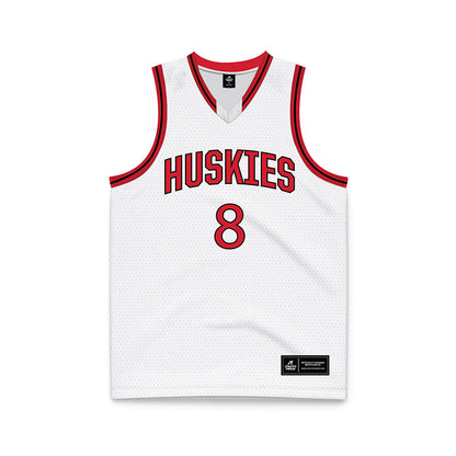 Northeastern - NCAA Men's Basketball : Dorian Grosber - White Basketball Jersey-0
