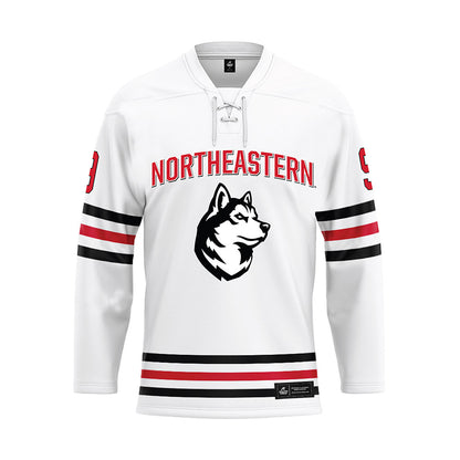 Northeastern - NCAA Men's Ice Hockey : Noah Jones - White Hockey Jersey-0