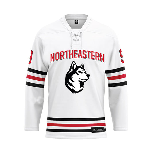 Northeastern - NCAA Men's Ice Hockey : Noah Jones - White Hockey Jersey-0