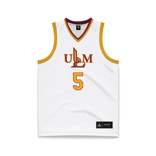 ULM - NCAA Men's Basketball : Lance Carr - White Basketball Jersey-0