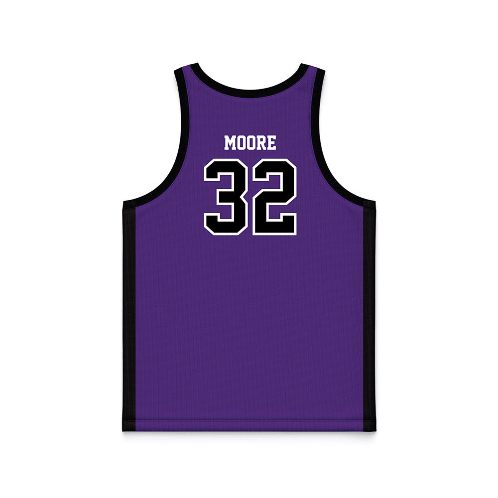 Central Arkansas - NCAA Men's Basketball : Luke Moore - Purple Basketball Jersey-1