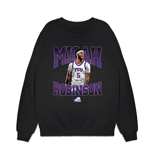 TCU - NCAA Men's Basketball : Micah Robinson - Caricature Premium Crewneck Sweatshirt-0