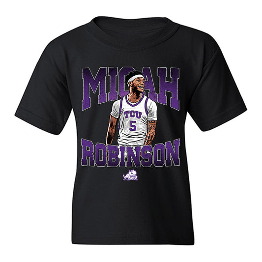 TCU - NCAA Men's Basketball : Micah Robinson - Caricature Youth T-Shirt-0