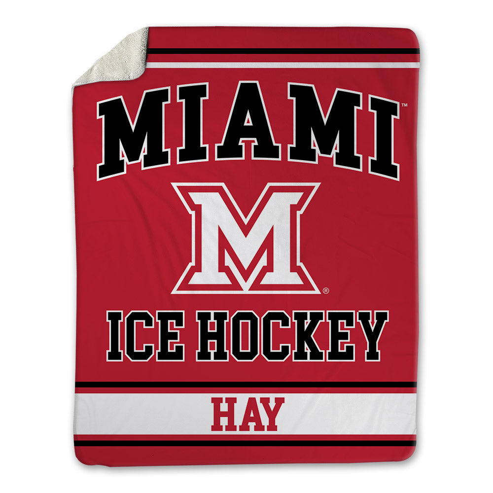 Miami of Ohio - NCAA Men's Ice Hockey : Ethan Hay - Blanket-0