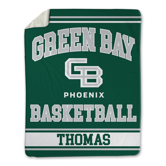UW Green Bay - NCAA Men's Basketball : LeBron Thomas - Blanket-0