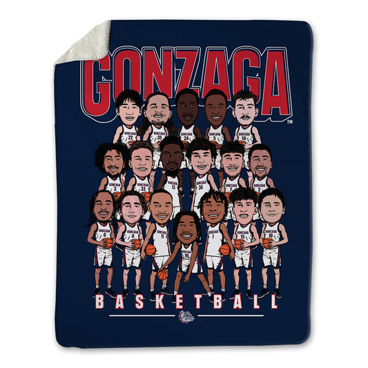 Gonzaga - NCAA Men's Basketball : - Team Caricature Blanket-0