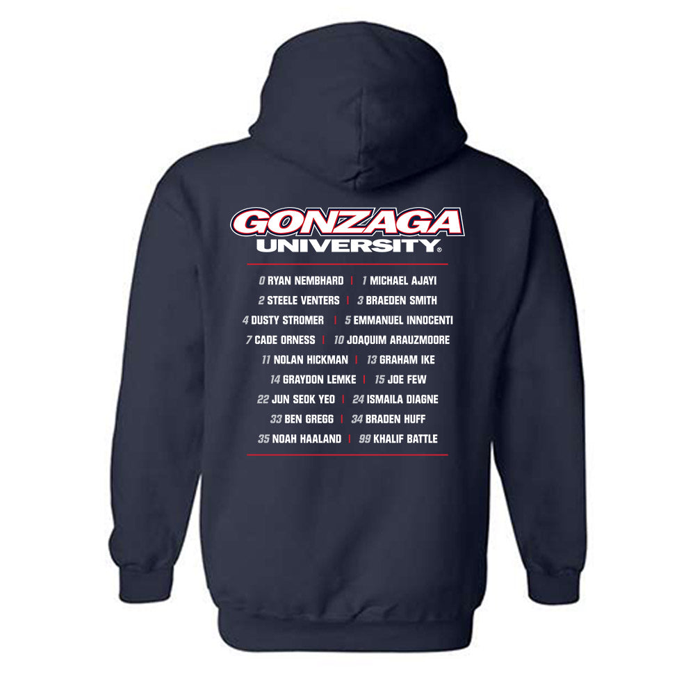 Gonzaga - NCAA Men's Basketball : - Roster Shirt Hooded Sweatshirt-1