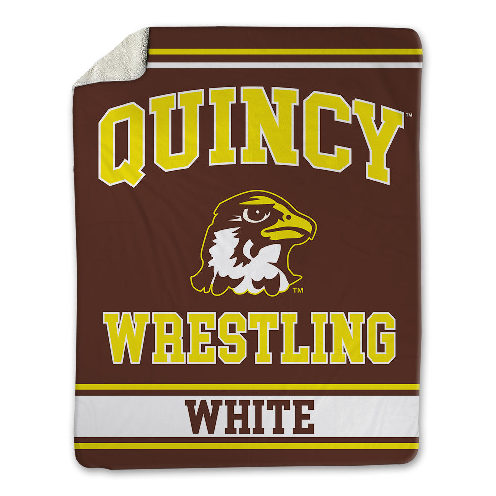 Quincy - NCAA Wrestling : Trinity White - Blanket-0