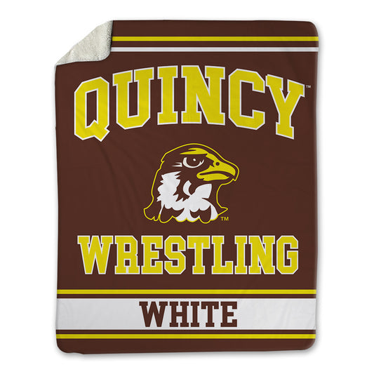Quincy - NCAA Wrestling : Trinity White - Blanket-0