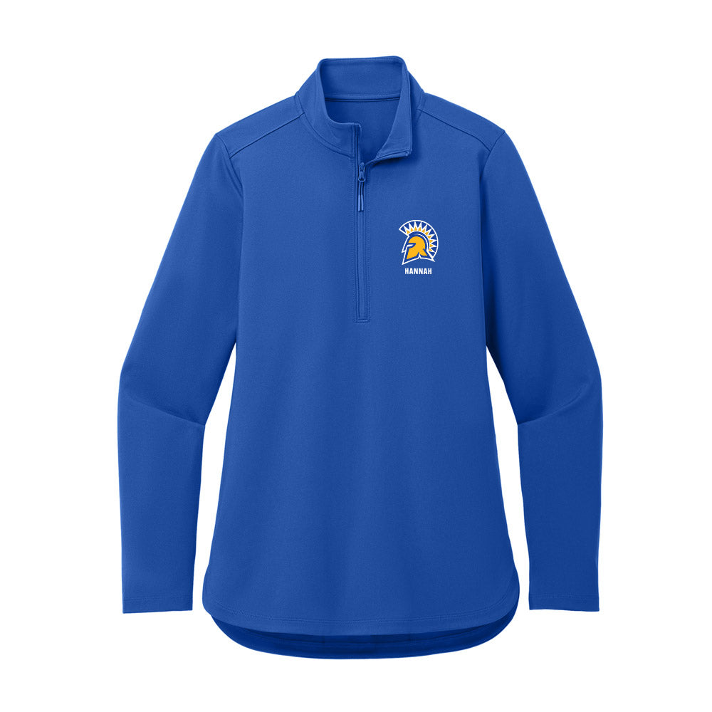 SJSU - NCAA Men's Basketball : Javaughn Hannah - Women's Premium Quarter Zip Jacket-0