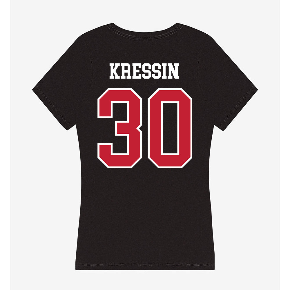 Ohio State - NCAA Women's Ice Hockey : Taylor Kressin - Women's V-Neck T-Shirt-1