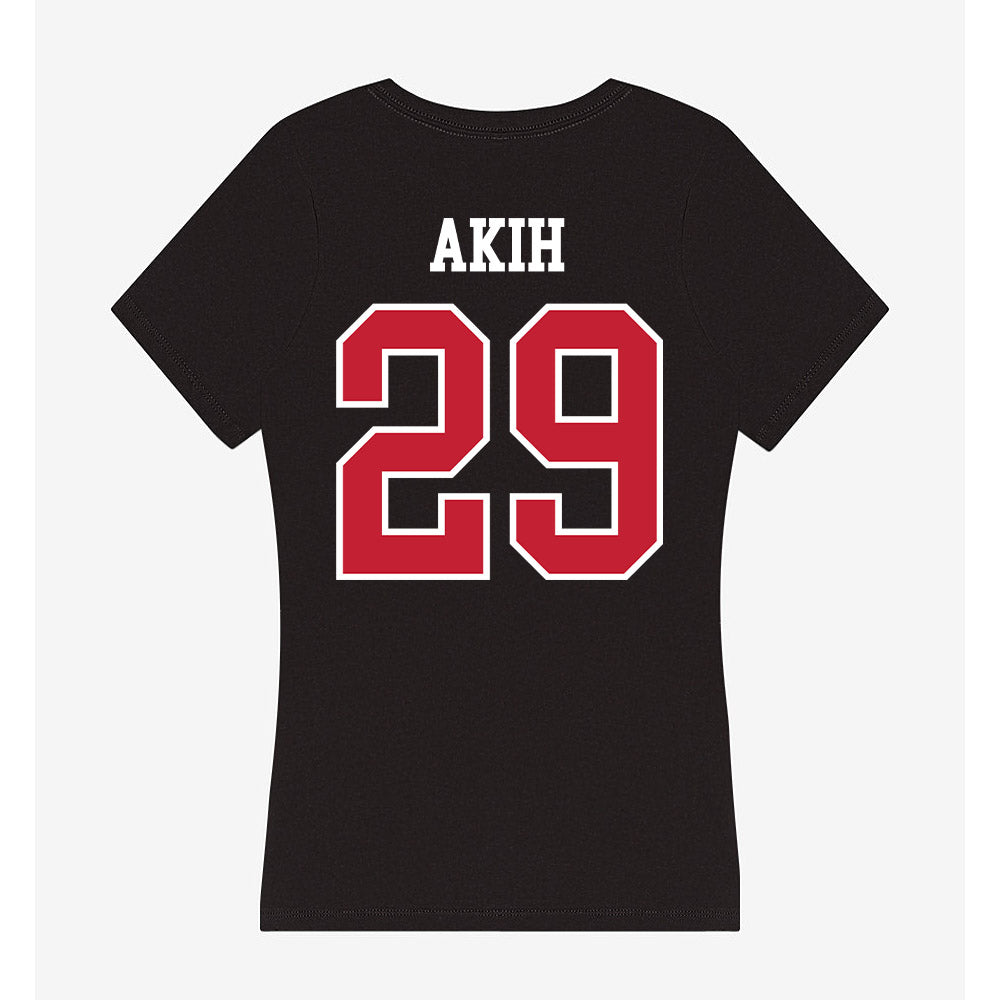 Ohio State - NCAA Football : Favour Akih - Women's V-Neck T-Shirt-1
