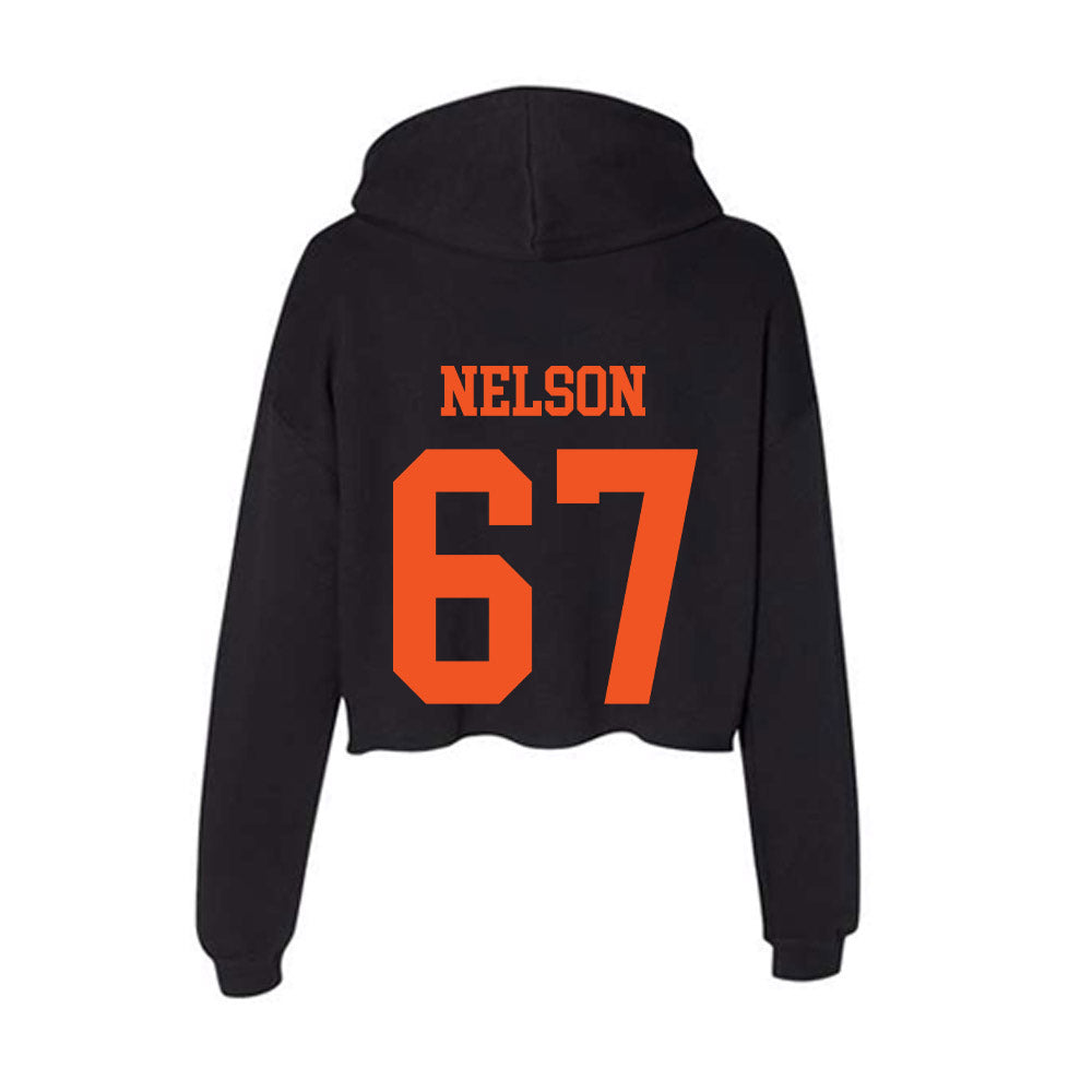 Oklahoma State - NCAA Football : Braydon Nelson - Women's Crop Fleece Hoodie-1
