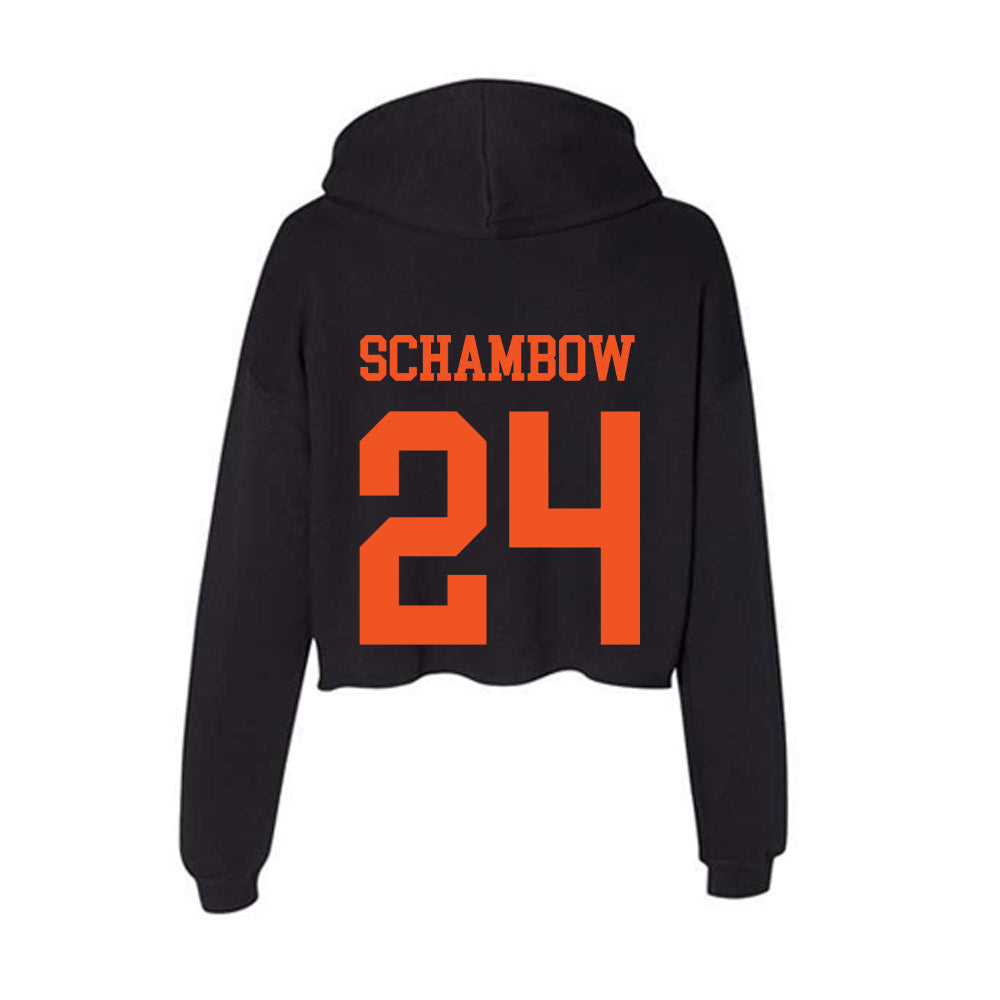 Oklahoma State - NCAA Baseball : Quinn Schambow - Women's Crop Fleece Hoodie-1