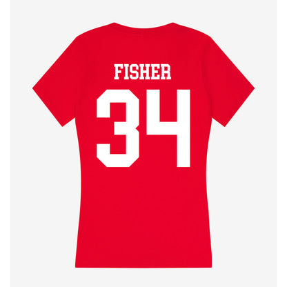 Nebraska - NCAA Women's Basketball : Emily Fisher - Women's V-Neck T-Shirt-1