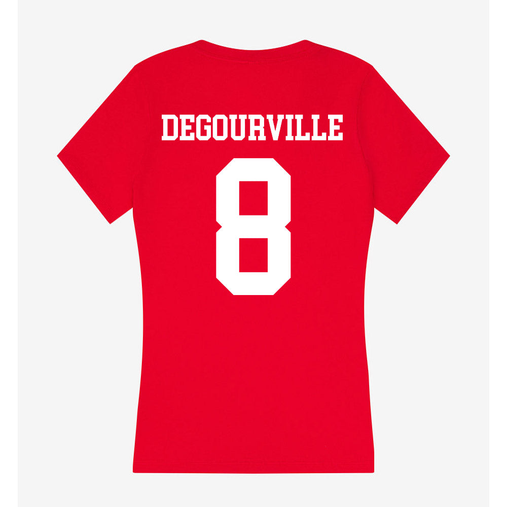 Nebraska - NCAA Men's Basketball : Taj Degourville - Women's V-Neck T-Shirt-1