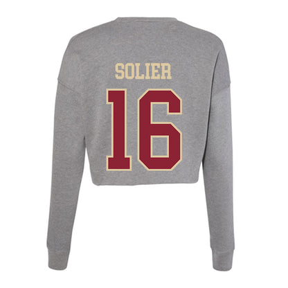 Boston College - NCAA Baseball : Julio Solier - Women's Cropped Crew Fleece-1