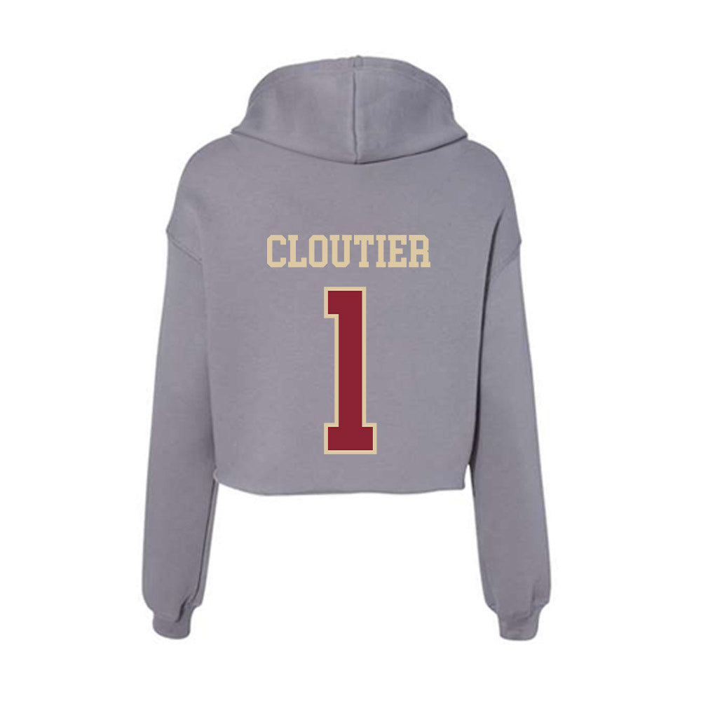 Boston College - NCAA Men's Ice Hockey : Louka Cloutier - Women's Crop Fleece Hoodie-1