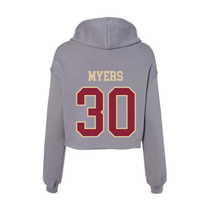 Boston College - NCAA Football : Xavier Myers - Women's Crop Fleece Hooded Sweatshirt-1