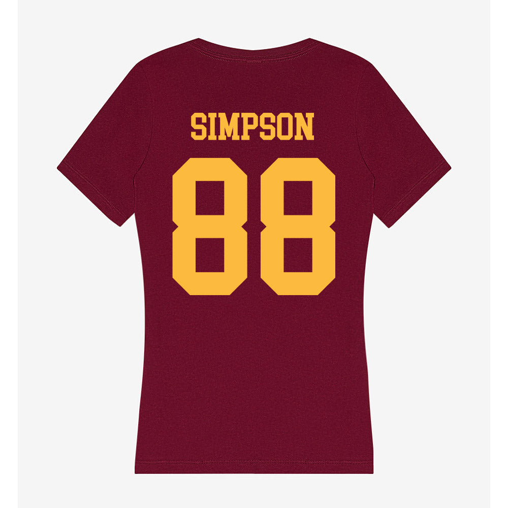 Minnesota - NCAA Football : Jacob Simpson - Women's V-Neck T-Shirt-1