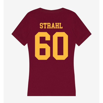 Minnesota - NCAA Men's Ice Hockey : Melvin Strahl - Women's V-Neck T-Shirt-1