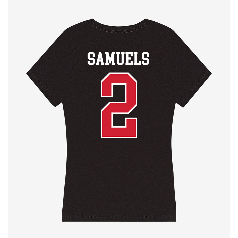 NC State - NCAA Women's Basketball : Qadence Samuels - Women's V-Neck T-Shirt-1