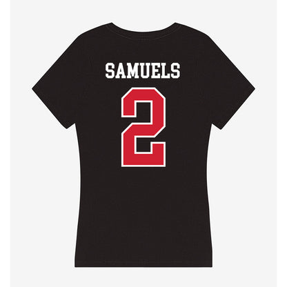 NC State - NCAA Women's Basketball : Qadence Samuels - Women's V-Neck T-Shirt-1
